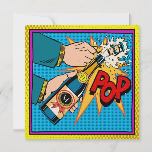 Pop Art Celebration by Year Invitation Einladung (Vorderseite)