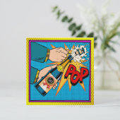 Pop Art Celebration by Year Invitation Einladung (Stehend Vorderseite)