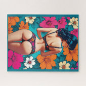 Pop Art Cheeky Girl del Malcantone Aquamarine Puzzle (Horizontal)