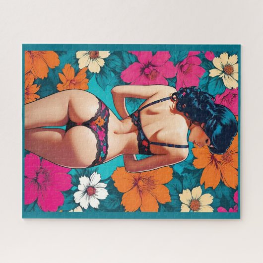 Pop Art Cheeky Girl del Malcantone Aquamarine Puzzle (Horizontal)