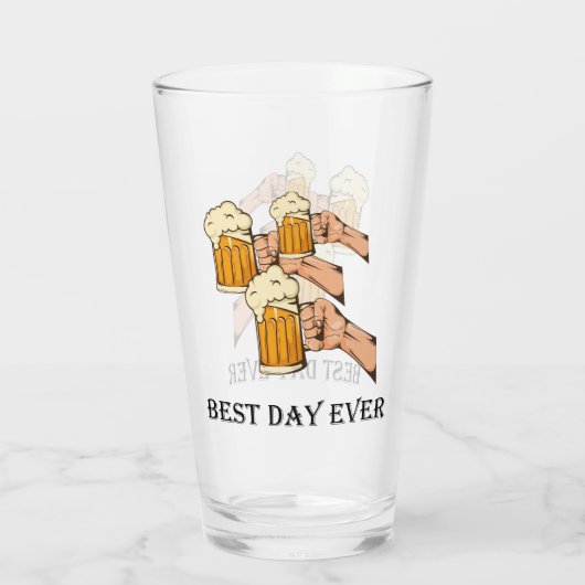 Pop Art Cheers Beers Best Day Ever Glas (Rückseite)
