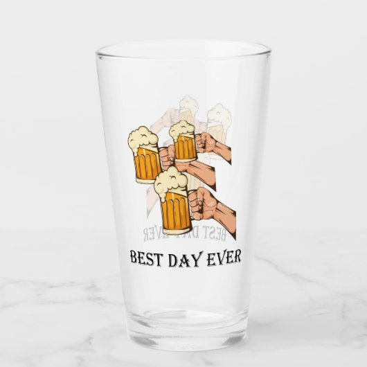 Pop Art Cheers Beers Best Day Ever Glas (Vorderseite)