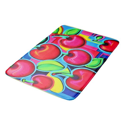 Pop Art Cherry Burst Badematte (Schrägansicht)