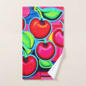 Pop Art Cherry Burst Badhandtuch Set (Handtuch)