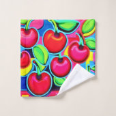 Pop Art Cherry Burst Badhandtuch Set (Waschlappen)