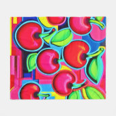 Pop Art Cherry Burst Fleecedecke (Vorderseite (Horizontal))