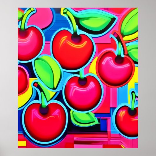 Pop Art Cherry Burst Poster (Vorne)