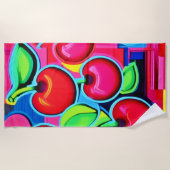 Pop Art Cherry Burst Strandtuch (Vorderseite)