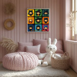 Pop Art Chibi Hext Niedliche Halloween Mauer Kunst Poster<br><div class="desc">Dieses hübsche Pop-inspirierte Chibi-Hexen-Gitterdesign erfasst die spielerische Seite von Halloween. Mit farbenfrohen und charmanten Hexen in einer Vielzahl von Kostümen ist diese lustige und festliche Wandkunst perfekt für Halloween-Fans und für diejenigen, die niedliche, skurrile Dekoration Liebe. Ideal für Kinderzimmer, saisonale Dekoration oder Geschenke, das Design ist mit einem Familiennamen oder...</div>