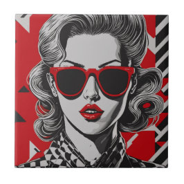 Pop Art chic Porträt einer Frau Fliese