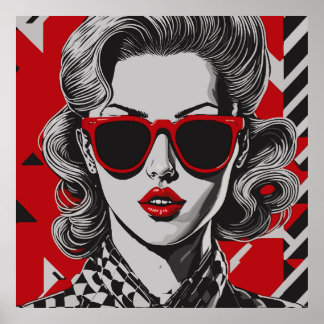 Pop Art chic Porträt einer Frau Poster