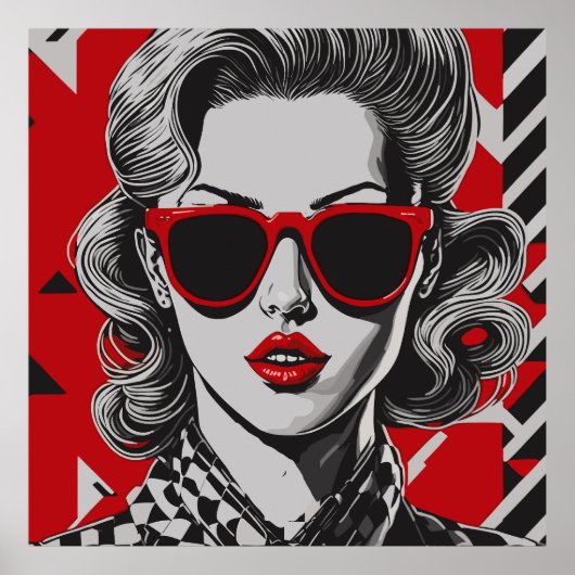 Pop Art chic Porträt einer Frau Poster (Vorne)