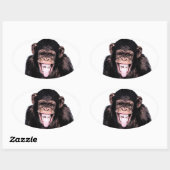 Pop Art Chimpanzee Sticken Zunge raus Ovaler Aufkleber (Blatt)