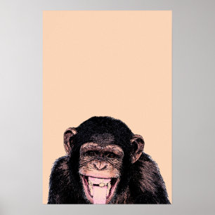 Pop Art Chimpanzee Sticken Zunge raus Poster