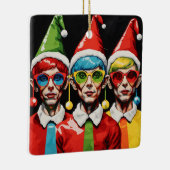 Pop Art Christmas Elves Keramikornament (Rechts)