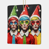 Pop Art Christmas Elves Keramikornament (Links)