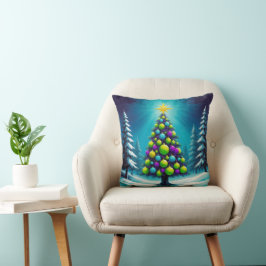 Pop Art Christmas with Neon Green Blue Purple Kissen