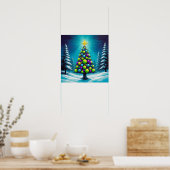 Pop Art Christmas with Neon Green Blue Purple  Poster (Küche)
