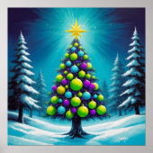 Pop Art Christmas with Neon Green Blue Purple Poster (Vorne)
