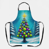 Pop Art Christmas with Neon Green Blue Purple Schürze (Vorderseite)