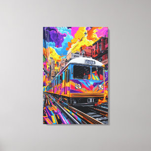 Pop Art City Zug in lebendiger Motion Leinwanddruck