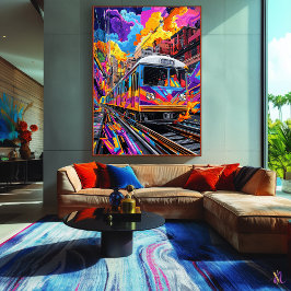 Pop Art City Zug in lebendiger Motion Leinwanddruck