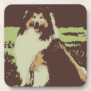 Pop Art Collie Dog Getränkeuntersetzer
