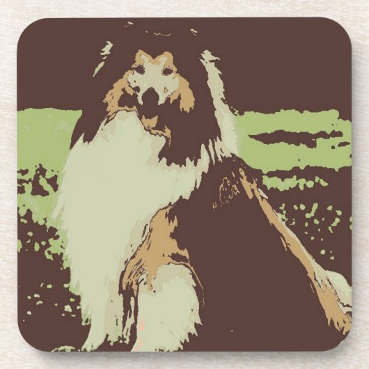 Pop Art Collie Dog Getränkeuntersetzer (Vorderseite)
