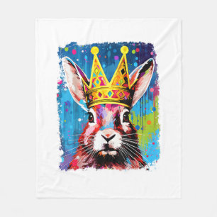 Pop Art Colorful Bunny Rabbit King Queen Fleecedecke