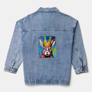 Pop Art Colorful Bunny Rabbit King Queen Jeansjacke