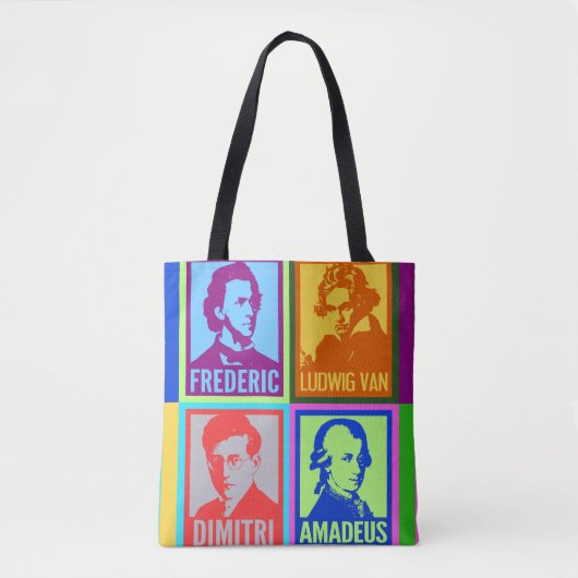 Pop Art Colorful Komponisten Tasche (Vorderseite)