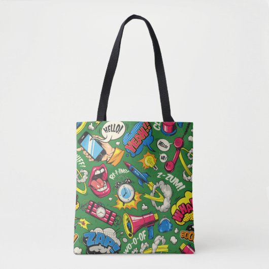 Pop art colorful seamless pattern with comic speec tasche (Vorderseite)