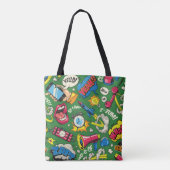 Pop art colorful seamless pattern with comic speec tasche (Rückseite)