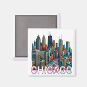 Pop Art Comic Book Art Chicago Magnet (Vorderseite/Rückseite)