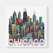 Pop Art Comic Book Art Chicago Magnet (Vorne)