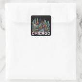 Pop Art Comic Book Art Chicago Quadratischer Aufkleber (Tasche)