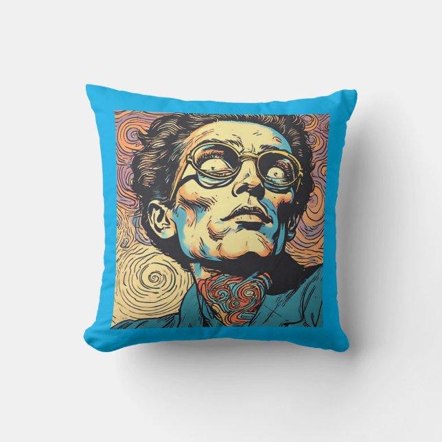 Pop Art Comic Book Character Psychedelic Pillow Kissen (Vorderseite)