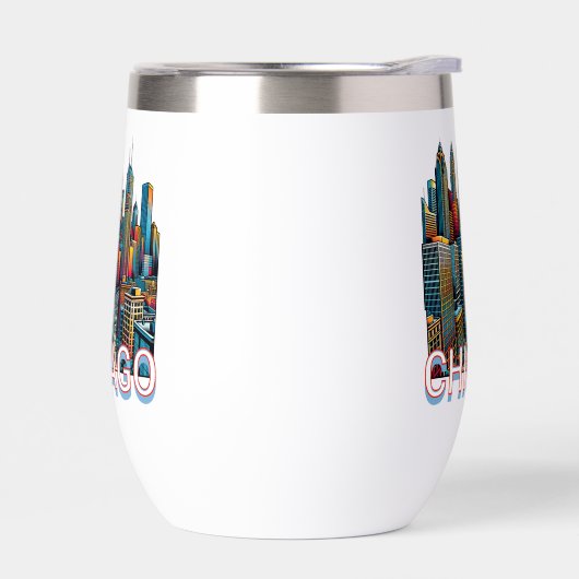 Pop Art Comic Book Chicago, Illinois Skyline (Links)