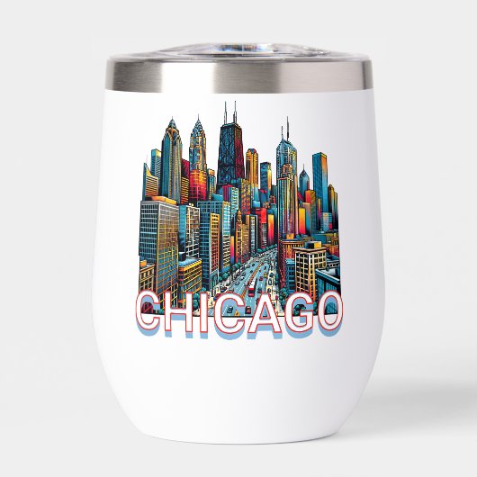 Pop Art Comic Book Chicago, Illinois Skyline (Vorderseite)
