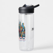 Pop Art Comic Book Chicago Skyline Personalisiert Trinkflasche (Links)