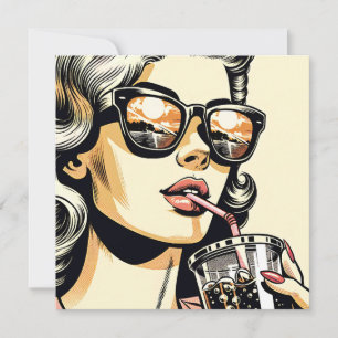 Pop-Art-Comic-Book-Hübsche-Frau-die-Limonade-trink