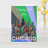 Pop Art Comic Book Style Chicago Illinois Keepake Karte (Gelbe Blume)