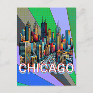 Pop Art Comic Book Style Chicago Illinois Keepake Postkarte