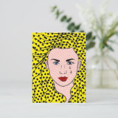 Pop Art Comic Buch Gelbe Blondine Sad Girl Postkarte (Stehend Vorderseite)