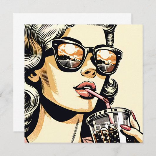 Pop Art Comic Buch Hübsche Frau Drink Soda (Vorne/Hinten)