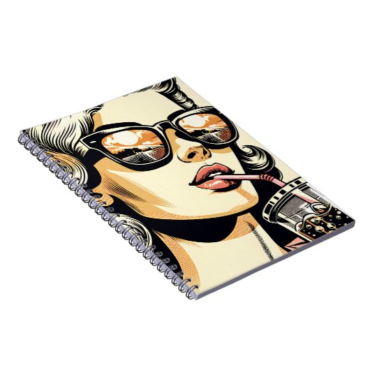 Pop Art Comic Buch Hübsche Frau Drink Soda (Rechte Seite)