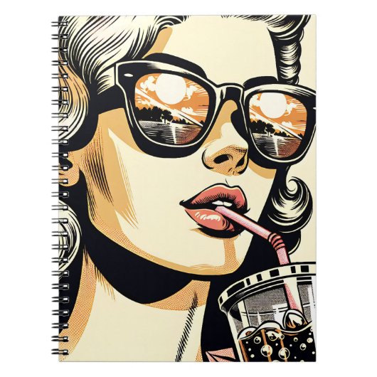 Pop Art Comic Buch Hübsche Frau Drink Soda (Vorderseite)