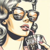 Pop Art Comic Buch Hübsche Frau Drink Soda Aufkleber (Vorderseite)