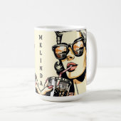 Pop Art Comic Buch Hübsche Frau Drink Soda Kaffeetasse (VorderseiteRechts)