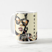 Pop Art Comic Buch Hübsche Frau Drink Soda Kaffeetasse (Vorderseite Links)